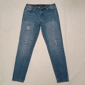 Ashley Mason Distressed Medium Blue Skinny Jeans